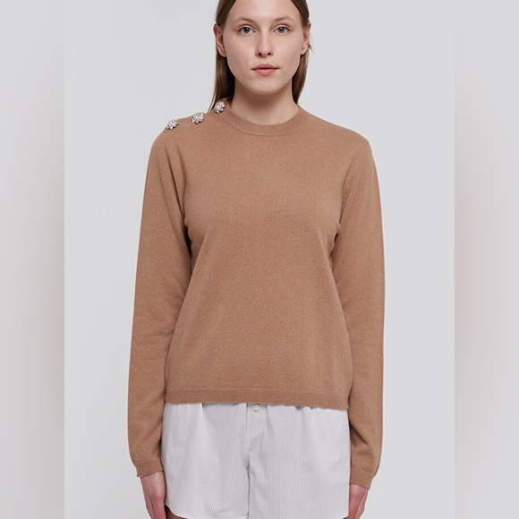 Ganni cashmere sweater pullover crystal rhinestone buttons excellent $429.  XS - Picture 1 of 9